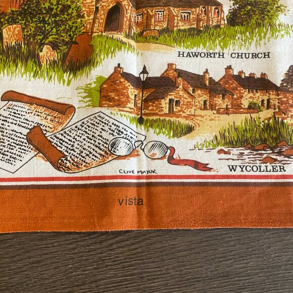 Bronte Country Vintage Tea Towel The Bronte Sisters and Landmarks in Haworth - Picture 3 of 10